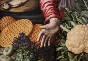 Detail: Waffles from Aertsen's "Gemüseverkäuferin (The Vegetable Seller)"