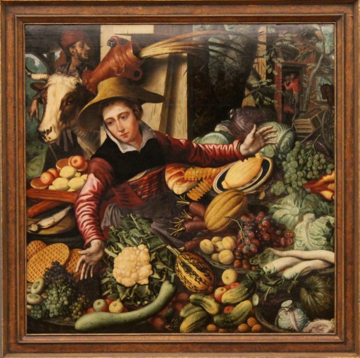 Pieter Aertsen, "Gemüseverkäuferin (The Vegetable Seller)" (1567), Gemäldegalerie, Berlin