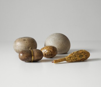 Kunstkammer© Vienna, Kunsthistorisches Museum--"a ball of swallowed foreign material (usually hair or fiber) that collects in the stomach and fails to pass through the intestines." (U.S. Nat'l Library of Medicine)--"any of various calculi found chiefly in the gastrointestinal organs and formerly believed to possess magical properties" (Merriam Webster Dictionary)