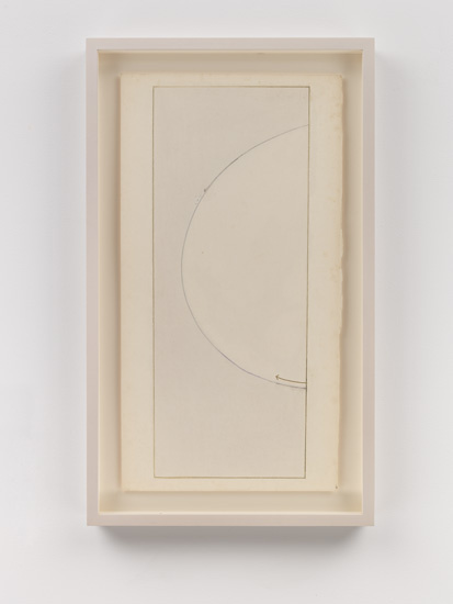 Mira Schendel — Untitled, 1980 Water paint and gold pencil on paper 46 x 23.5 cm 